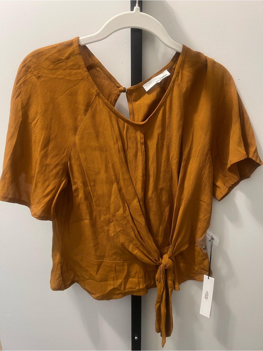 Tie-Front Blouse in Warm Rust